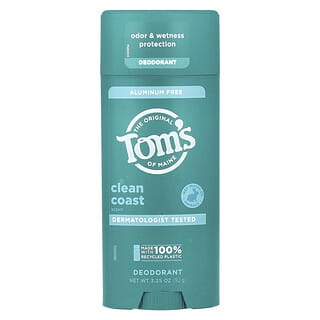 تومز أوف مين‏, مزيل عرق خالٍ من الألومنيوم ، Clean Coast ، 3.25 أونصة (92 جم)