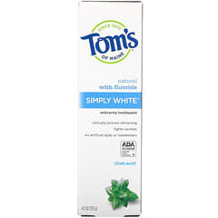 Tom's of Maine, Simply White（シンプリーホワイト）フッ素入り虫歯予防歯磨き、クリーンミント、133g（4.7オンス）
