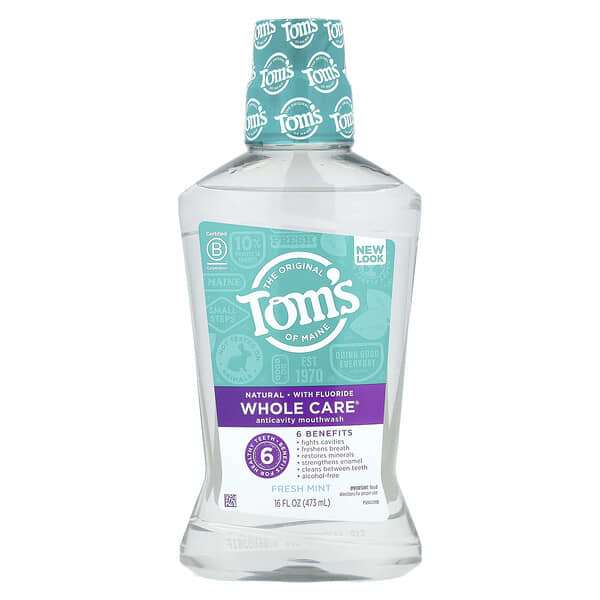 Tom's of Maine, Whole Care®, 충치 예방 구강 청결제, 프레시 민트, 473ml(16fl oz)