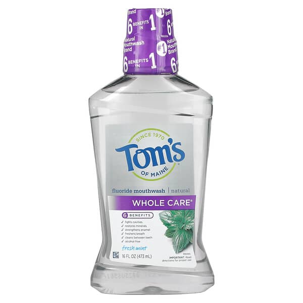 Tom's of Maine, Whole Care, Enxaguatório Bucal com Fluoreto Natural, Hortelã Fresca, 473 ml (16 fl oz)