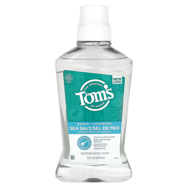 Tom's of Maine‏, Sea Salt Mouthwash, Fluoride Free, Refreshing Mint, 16 fl oz (473 ml)