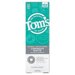 Tom's of Maine, Natural Luminous White Anticavity Toothpaste with Fluoride, Clean Mint, 4 oz (113 g)