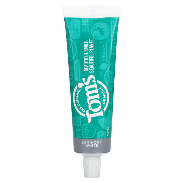 Tom's of Maine, Natural Luminous White Anticavity Toothpaste with Fluoride, Clean Mint, 4 oz (113 g)