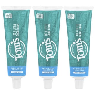 Tom's of Maine, Rapid Relief Sensitive Fluoride Free Toothpaste Fresh Mint, 4 oz Each / 3 Pack