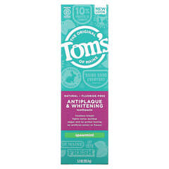 Tom's of Maine, Pasta dental natural antiplaca y blanqueadora, Sin fluoruro, Hierbabuena, 155,9 g (5,5 oz)