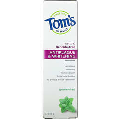 Tom's of Maine, Natural  Antiplaque & Whitening Toothpaste,  Fluoride-Free, Spearmint Gel, 4.7 oz (133 g)