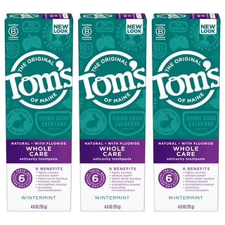 Tom's of Maine, Whole Care Anticavity Toothpaste Wintermint, 4 oz Each / 3 Pack