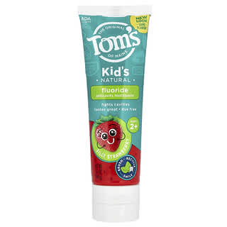 Tom's of Maine, Pasta dental anticaries con fluoruro natural para niños, 2 años en adelante, Fresa tonta, 144 g (5,1 oz)