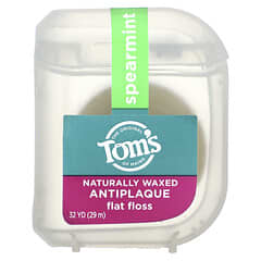 Tom's of Maine, Naturally Waxed Antiplaque Flat Floss, Spearmint, 32 yd (29 m)