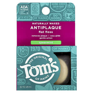 Tom's of Maine, Naturally Waxed Antiplaque Flat Floss, Spearmint, 32 yd (29 m)
