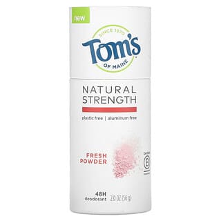 Tom's of Maine, Desodorante Natural Strength 48H, Sin aluminio, Polvo fresco, 56 g (2 oz)