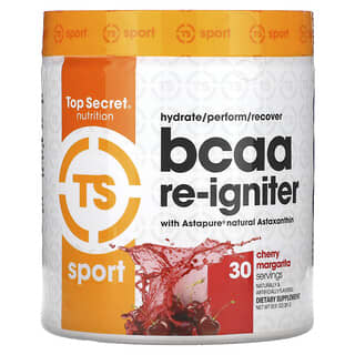 Top Secret Nutrition, Sport, BCAA Re-Ignitor com Astapure Nautral Astaxanthin, Cereja Margarita, 281 g (9,91 oz)