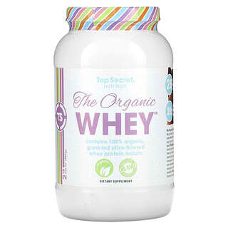 Top Secret Nutrition‏, The Organic Whey, מילקשייק שוקולד פאדג', 907 גרם (2 ליברות)