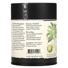 The Tao of Tea, Té negro y de bergamita orgánico certificado, Earl Grey, 3.5 oz (100 g)