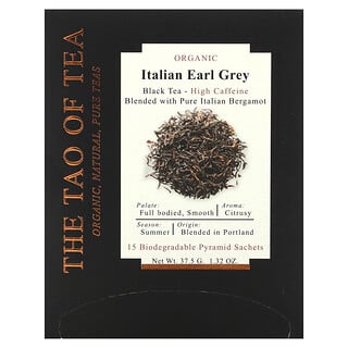The Tao of Tea, Earl Grey italien biologique, Thé noir, 15 sachets, 37,5 g