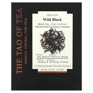 ذي تاو أوف تي‏, شاي أسود عضوي ، أسود بري ، 15 كيسًا هرميًا ، 1.32 أونصة (37.5 جم)