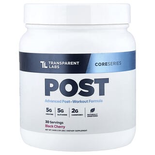 Transparent Labs, Post, Geavanceerde formule voor na de training, Zwarte kers, 1,19 lbs (540 g)