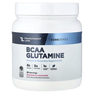 Transparent Labs, Core Series, BCAA и глутамин, клубничный лимонад, 604 г