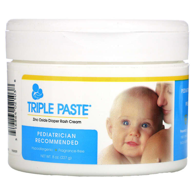Triple Paste Diaper Rash Cream, Hypoallergenic Medicated Ointment for  Babies, 8 oz (Pack of 2)