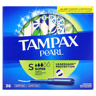 Tampax, Pearl, Super, Sans parfum, 36 tampons