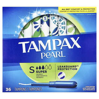 Tampax, Pearl, Super, без запаху, 36 тампонів