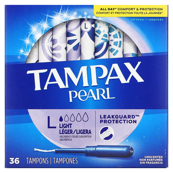 Tampax‏, لؤلؤ، خفيف، بلا رائحة، 36 سدادة قطنية