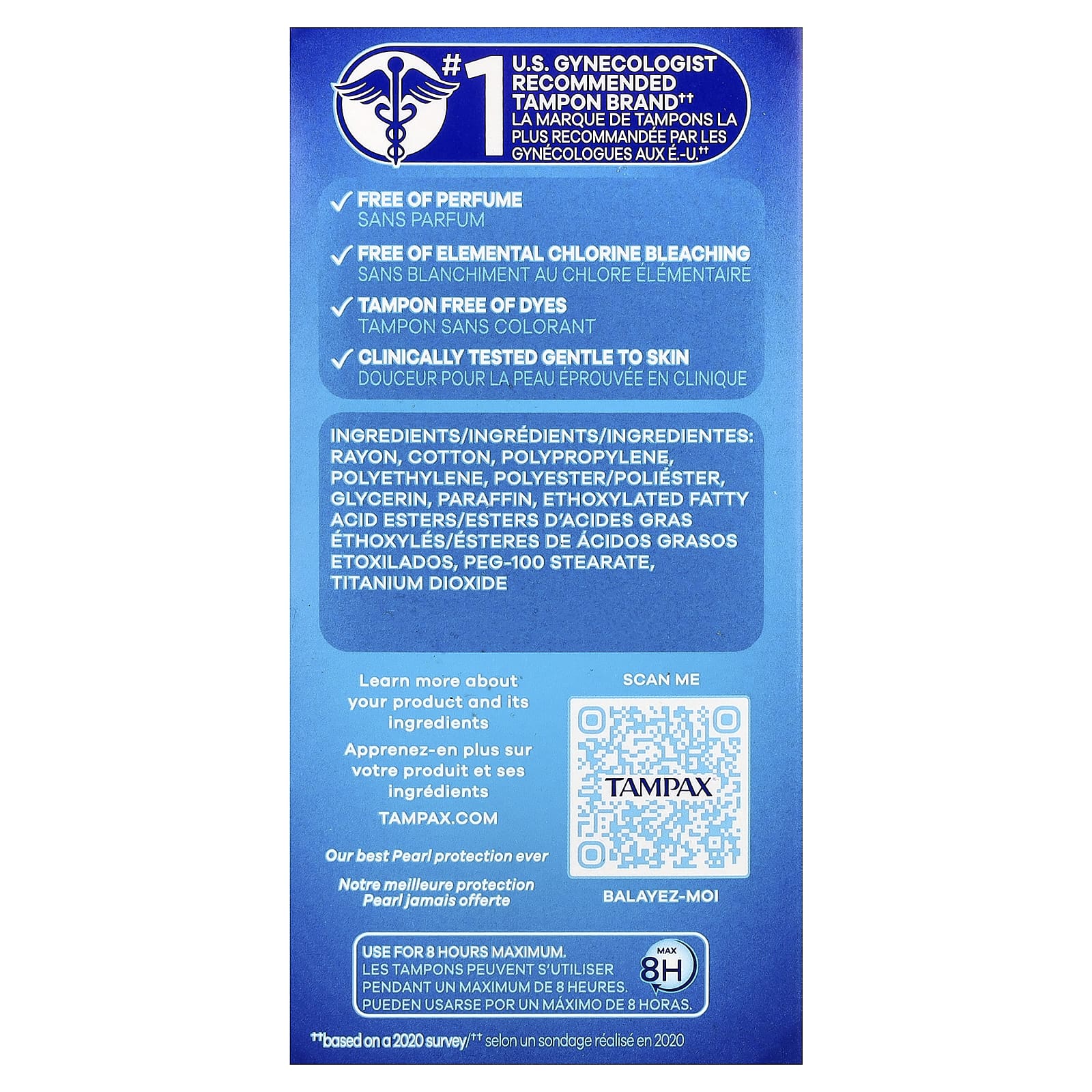 Tampax, Pearl Tampons, Triple Pack, Light/Regular/Super, Unscented, 34