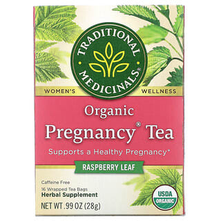 Traditional Medicinals, Organic Pregnancy Tea, Folha de Framboesa, Sem Cafeína, 16 Saquinhos de Chá Embalados, 28 g (0,99 oz)