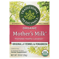 Traditional Medicinals, Organic Mother's Milk®, Original with Fennel & Fenugreek, Caffeine Free, 16 Wrapped Tea Bags, 0.99 oz (28 g)