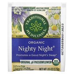 Traditional Medicinals, Nighty Night biologique, Original à la passiflore, Sans caféine, 16 sachets de thé emballés, 24 g