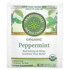 Traditional Medicinals, Organic Peppermint, Caffeine Free, 16 Wrapped Tea Bags, 0.05 oz (1.5 g) Each