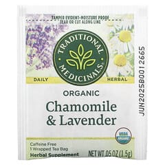 Traditional Medicinals, Organic Chamomile & Lavender, Caffeine Free, 16 Wrapped Tea Bags, 0.05 oz (1.5 g) Each