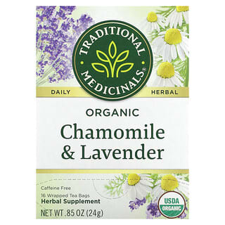 Traditional Medicinals, Organic Chamomile with Lavender, Bio-Kamille mit Lavendel, koffeinfrei, 16 einzeln verpackte Teebeutel, 24 g (0,85 oz.)