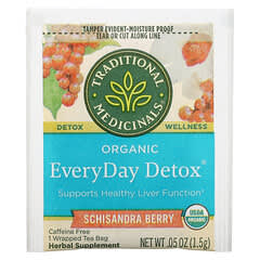 Traditional Medicinals, Organic EveryDay Detox, Caffeine Free, Schisandra Berry, 16 Wrapped Tea Bags, 0.05 oz (1.5 g) Each