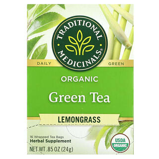 Traditional Medicinals, Organic Green Tea, Lemongrass, 16 Wrapped Tea Bags, 0.85 oz (24 g)
