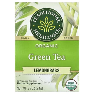 Traditional Medicinals, Teh Hijau Organik, Serai, 16 Uncang Teh Berbalut, 0.85 oz (24 g)