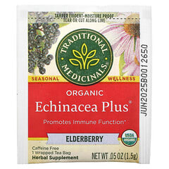Traditional Medicinals, Organic Echinacea Plus, Elderberry, Caffeine Free, 16 Wrapped Tea Bags, 0.85 oz (24 g)