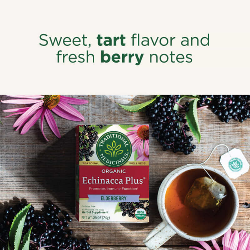 Organic Echinacea Plus®, Elderberry, Caffeine Free, 16 Wrapped Tea
