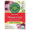 Organic Throat Coat, лимонная эхинацея, без кофеина, 16 чайных пакетиков в упаковке, 32 г (1,13 унции)