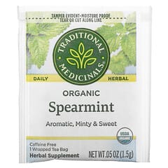 Traditional Medicinals, Organic Spearmint, Caffeine Free, 16 Wrapped Tea Bags, 0.85 oz (24 g)