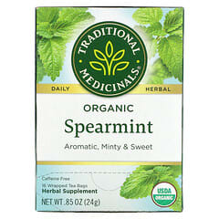 Traditional Medicinals, Organic Spearmint, Caffeine Free, 16 Wrapped Tea Bags, 0.85 oz (24 g)