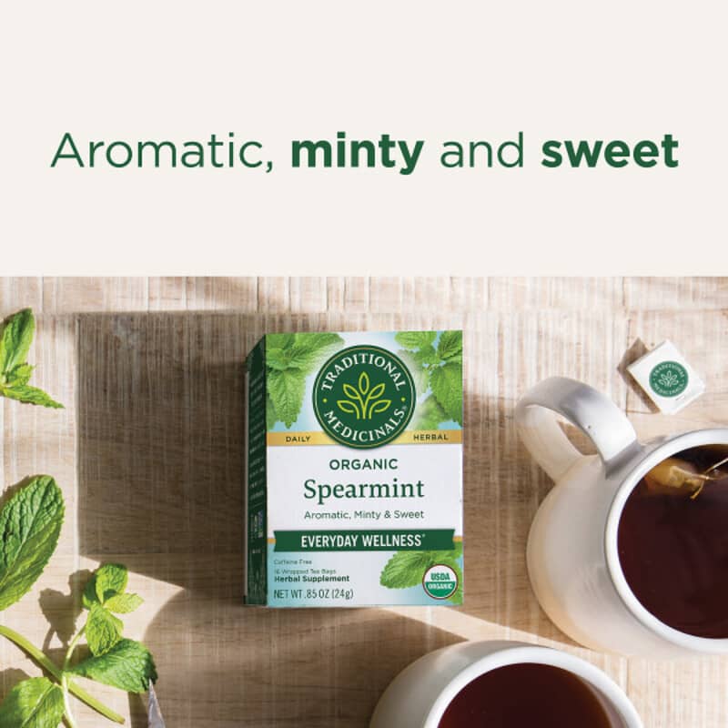 Traditional Medicinals, Organic Spearmint, 16 Tea Bags (24 g) | iHerb