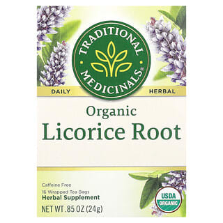 Traditional Medicinals, Organic Licorice Root, Bio-Süßholzwurzel, koffeinfrei, 16 einzeln verpackte Teebeutel, 24 g (0,85 oz.)