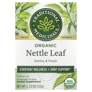 Traditional Medicinals, Frunză de urzică organică, fără cofeină, 16 plicuri de ceai împachetate, 1,13 oz (32 g)