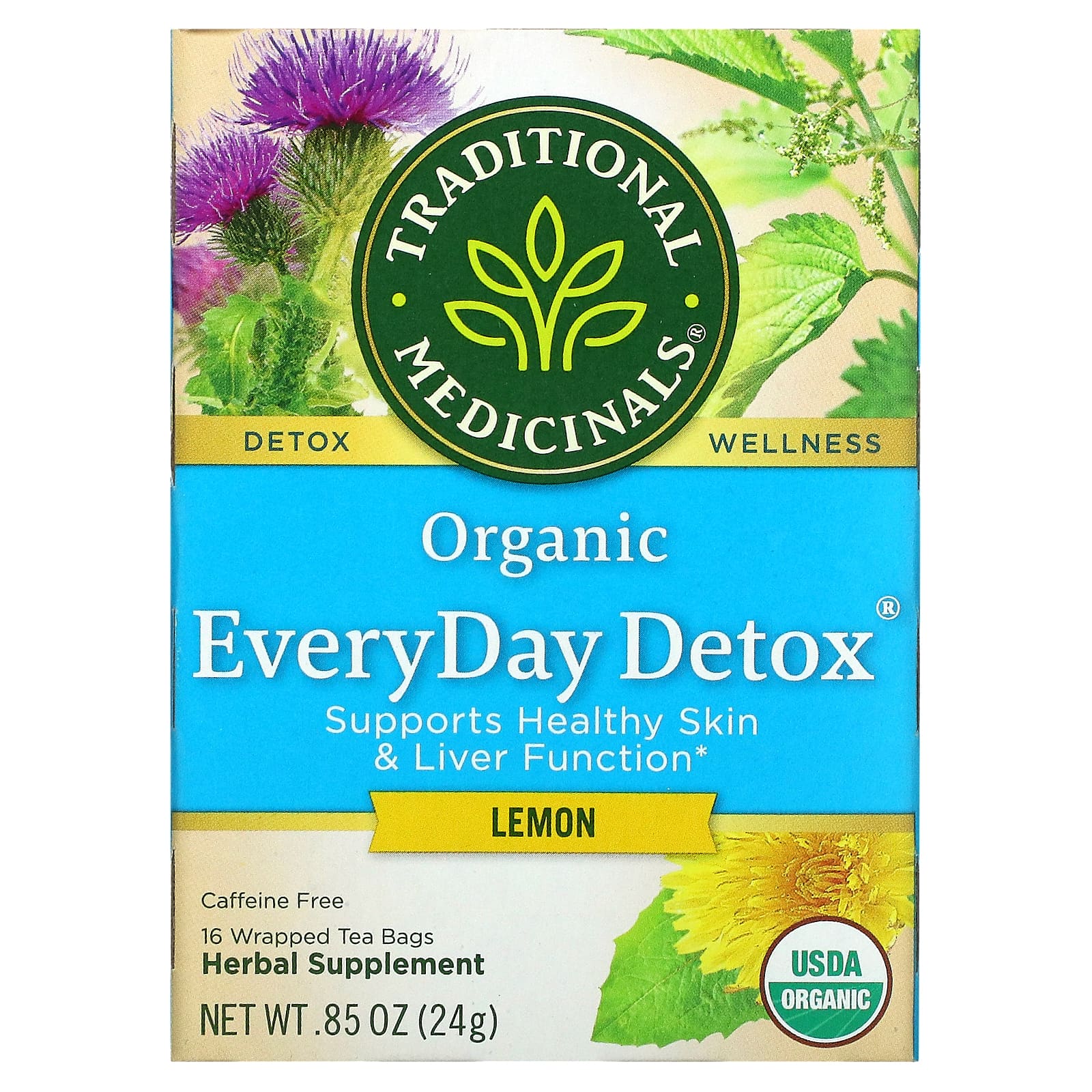 Traditional Medicinals, Organic EveryDay Detox, Lemon, Caffeine Free ...