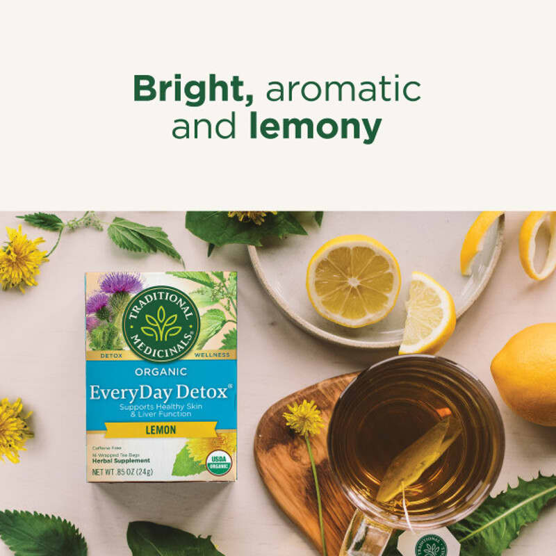 オーガニックEveryDay Detox®、レモン、カフェインフリー、個包装