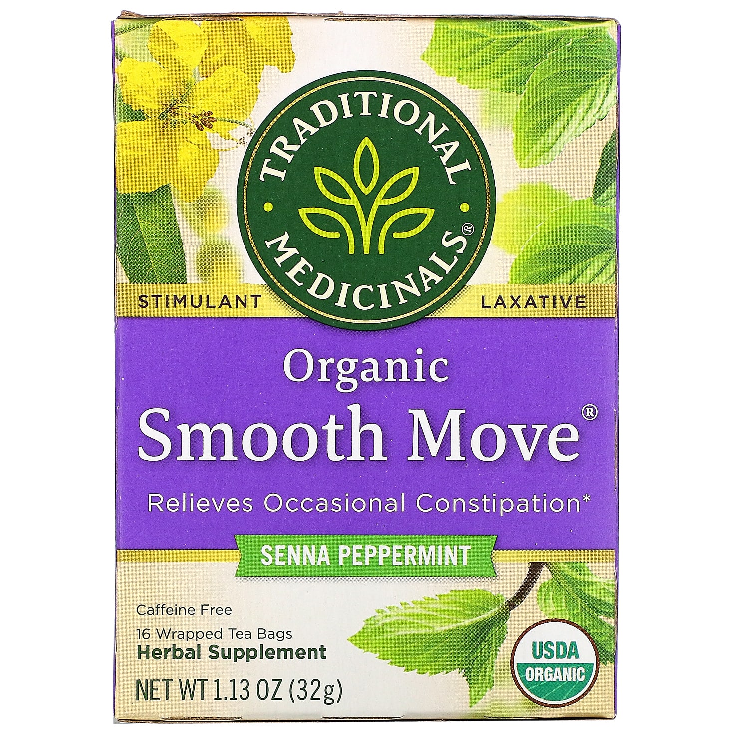 Traditional Medicinals オーガニックsmooth Move スムーズムーブ センナペパーミント カフェインフリー 個包装ティーバッグ Traditional Medicinals オーガニックsmooth Move スムーズムーブ センナペパーミント カフェインフリー 個包装ティーバッグ