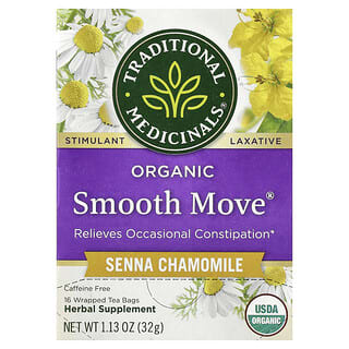 Traditional Medicinals, Organic Smooth Move®, Senna Chamomile, Caffeine Free, 16 Wrapped Tea Bags, 1.13 oz (32 g)