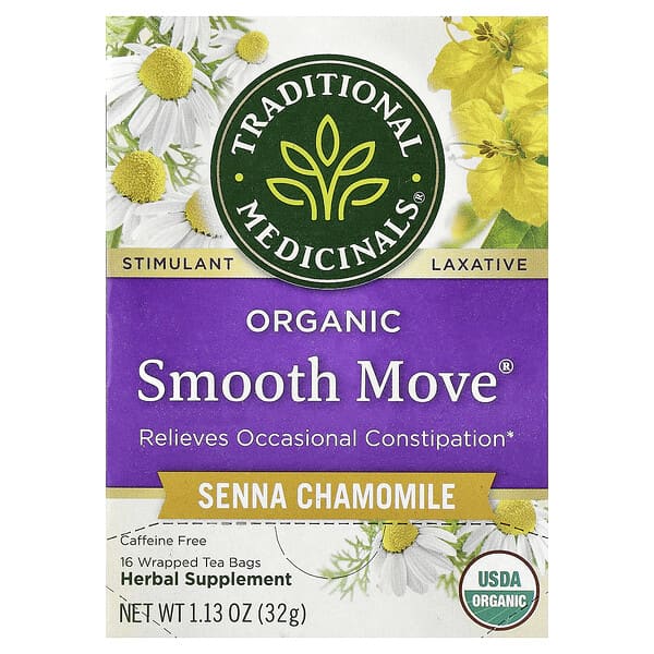 Traditional Medicinals, 有機 Smooth Move®，番瀉洋甘菊，無咖啡萃取，16 茶包，1.13 盎司（32 克）