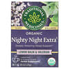 Nighty Night Extra biologique, Mélisse et valériane, Sans caféine, 16 sachets de thé emballés, 24 g